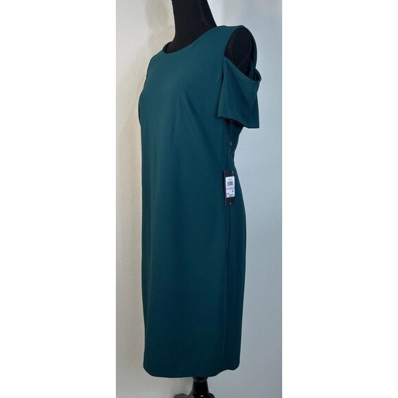 Tommy Hilfiger Dark Green Cold Shoulder Cocktail Sheath Dress Size 10 - Picture 6 of 13